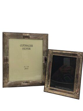 Godinger Silver Plate 8x10 & 5x7 Photo Frames Vintage Look Tabletop Display